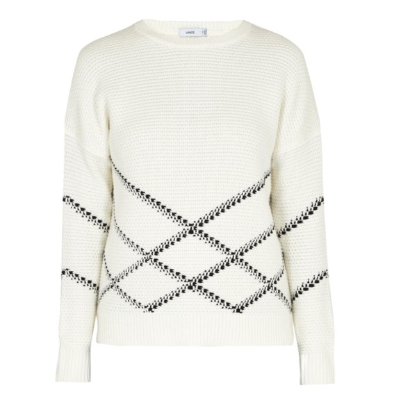 VINCE Intarsia Crew Neck Cotton Sweater (NWT) - Picture 1 of 8